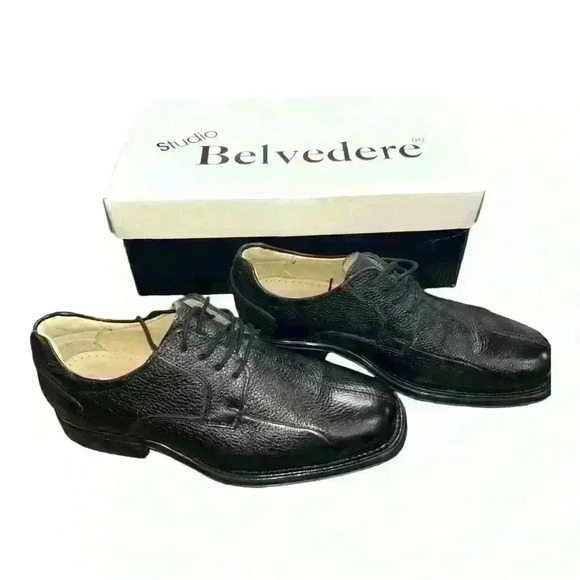 LIKE NEW Belvedere Bay Bridge Lace Up Oxford Shoes Men Size 8.5D Black Leather - Picture 11 of 16